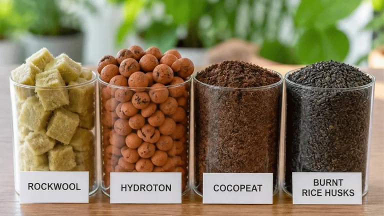 Perbandingan empat media tanam hidroponik: rockwool, hidroton, cocopeat, dan sekam bakar